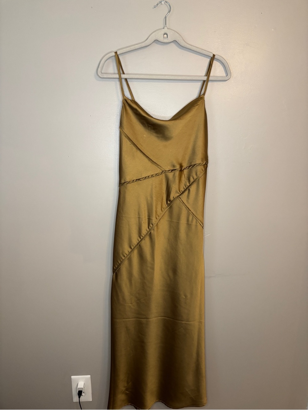 Sincerely Jules Satin Slip Maxi Dress in Gold